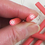 Polymer Clay Cane - 5mm Pink Snowflakes