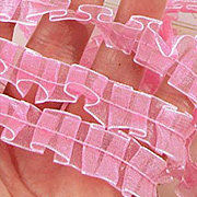 Sheer Pleated Ribbon - Bubble Gum Pink
