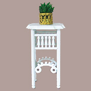 White Plant Stand with Plant