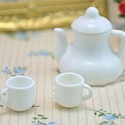 Mini White Plastic Tea Set with 2 Mugs