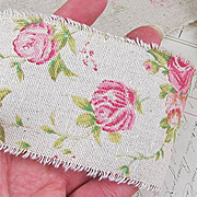 Printed Burlap Ribbon - Roses