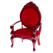 Armchair with Red Velvet Upholstery