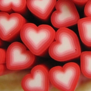 Polymer Clay Cane - Red Hearts