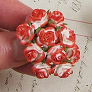 Tiny Paper Roses - Red White Variegated*