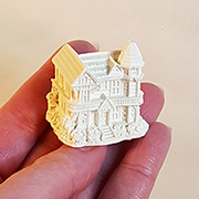 Miniature White Resin Victorian House