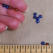 4mm Round Blue Glass or Amber Beads