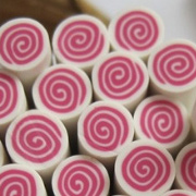 Polymer Clay Cane - Red & White Rolled Cake