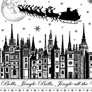 Jingle Bells Rooftops Unmounted Rubber Stamp