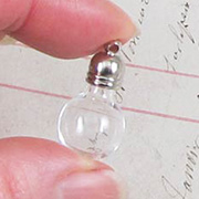 Round Glass Bottle Pendant with Silver Top