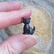 Mini Black Resin Sitting Cat