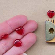 Small Red Glass Heart Beads