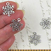 Small Antique Silver Snowflake with Loop