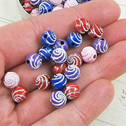 8mm Round Swirl Beads - Mixed Colors