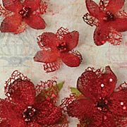 Textured Elements Jeweled Flowers - Red