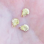 Tiny Brass Scallop Shell Charms